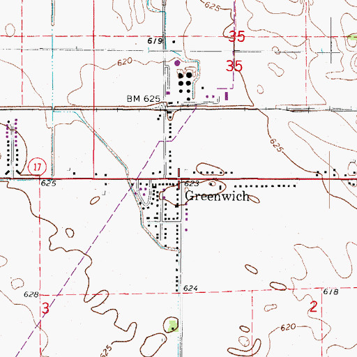 Topographic Map of Greenwich, IL