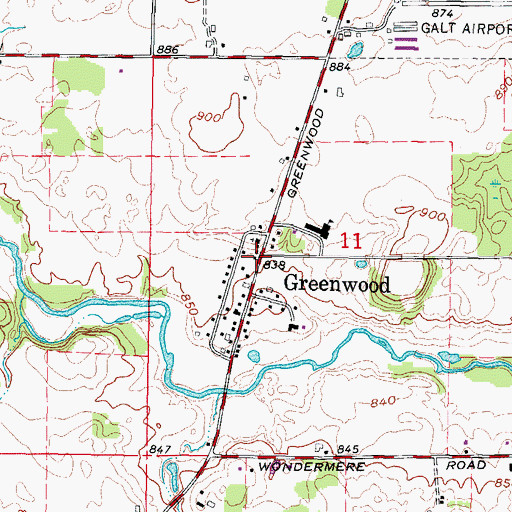 Topographic Map of Greenwood, IL