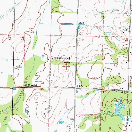 Topographic Map of Greenwood Cemetery, IL