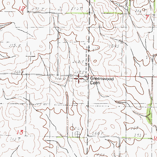 Topographic Map of Greenwood Cemetery, IL