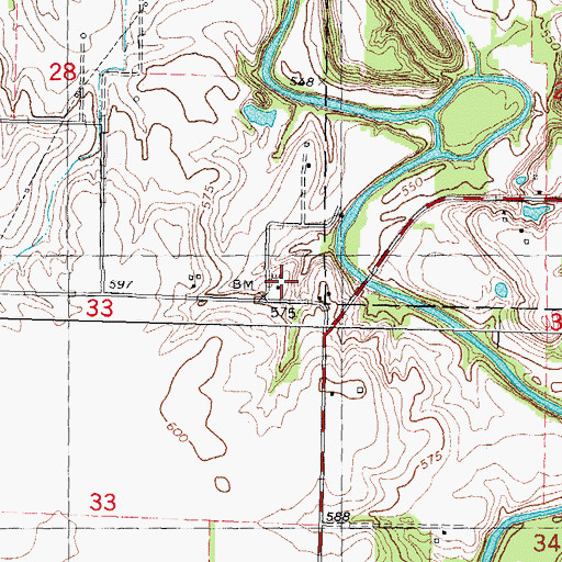 Topographic Map of Greenwood School (historical), IL