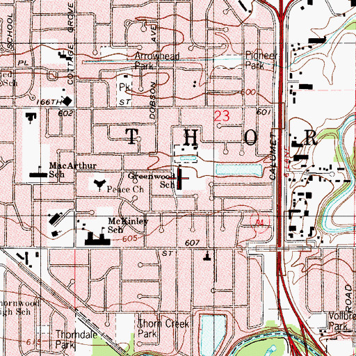 Topographic Map of Greenwood Elementary School, IL
