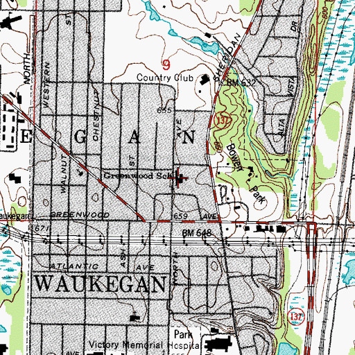 Topographic Map of Greenwood Elementary School, IL