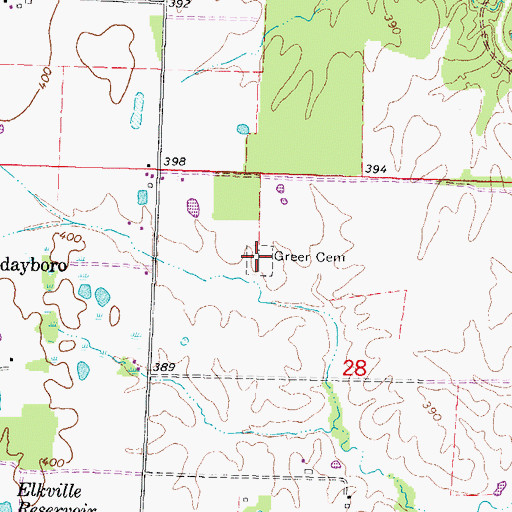 Topographic Map of Greer Cemetery, IL