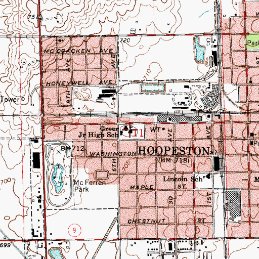 Topographic Map of John Greer Elementary School, IL