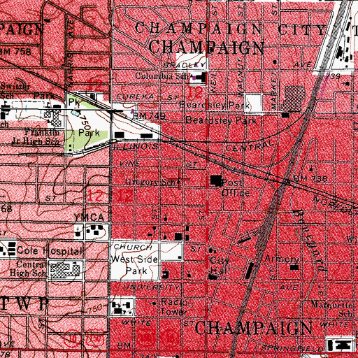 Topographic Map of Gregory School, IL
