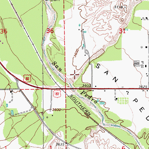 Topographic Map of Dragoon Wash, AZ