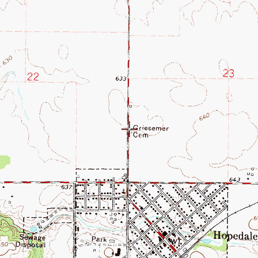 Topographic Map of Griesemer Cemetery, IL