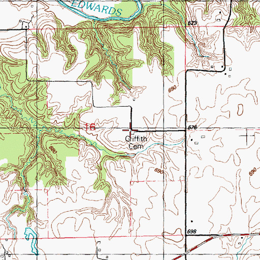 Topographic Map of Griffith Cemetery, IL