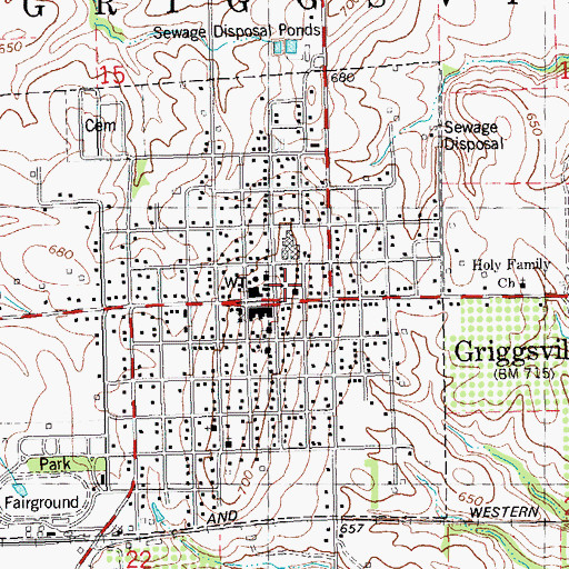 Topographic Map of Griggsville, IL