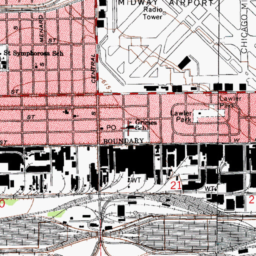 Topographic Map of Grimes School, IL