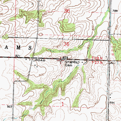 Topographic Map of Grisby Cemetery, IL