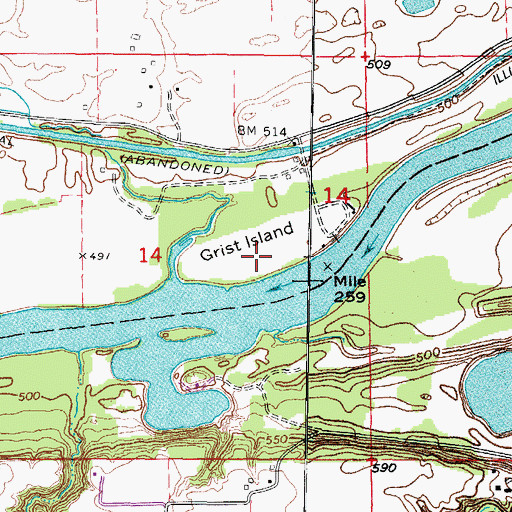 Topographic Map of Grist Island, IL