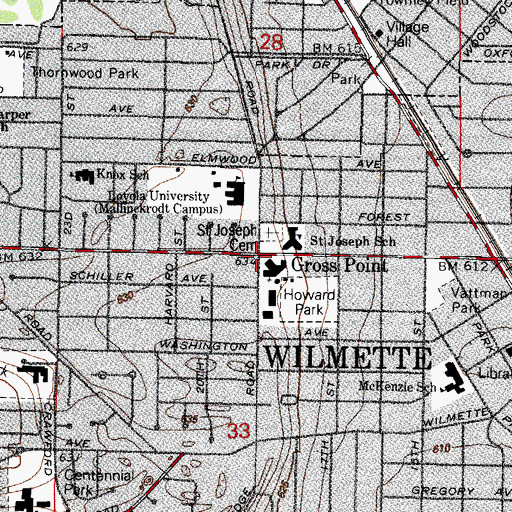 Topographic Map of Gross Point, IL