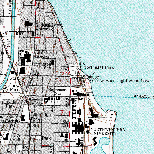Topographic Map of Grosspoint Lighthouse, IL