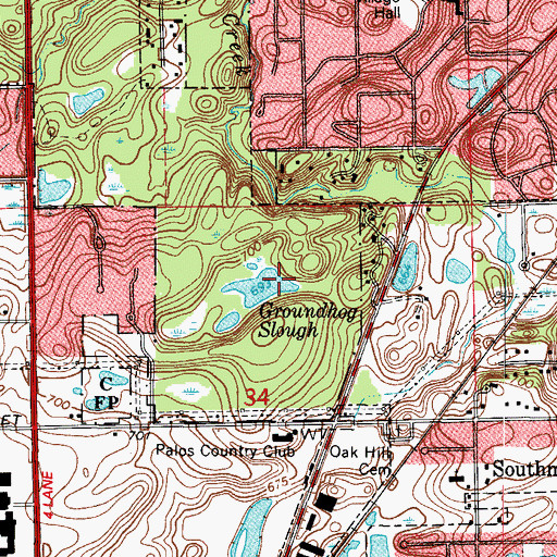 Topographic Map of Groundhog Slough, IL