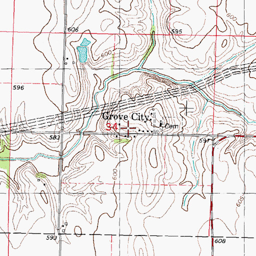 Topographic Map of Grove City, IL