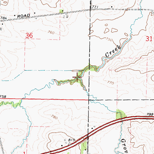 Topographic Map of Grove Creek, IL
