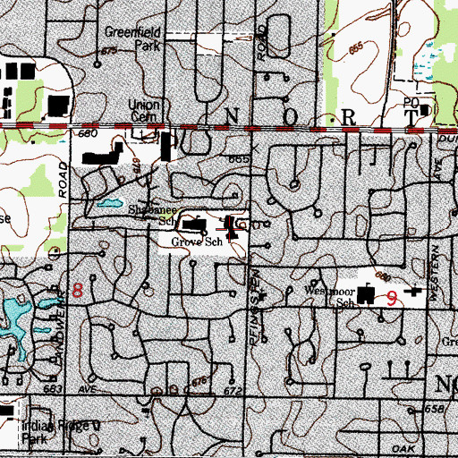 Topographic Map of Grove Elementary School, IL