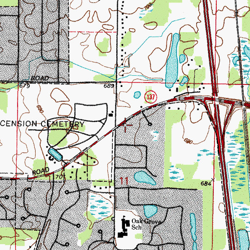 Topographic Map of Grove School (historical), IL