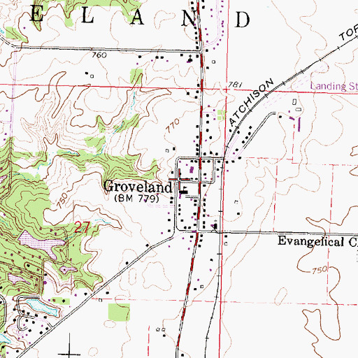 Topographic Map of Groveland, IL