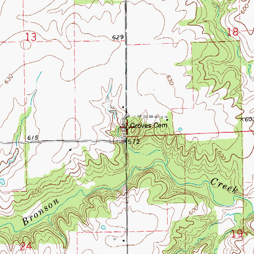 Topographic Map of Groves Cemetery, IL