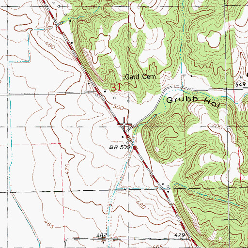Topographic Map of Grubb Hollow, IL