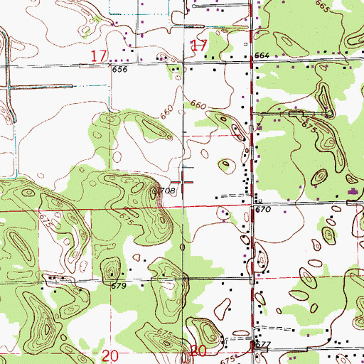 Topographic Map of Guiding Star Church, IL