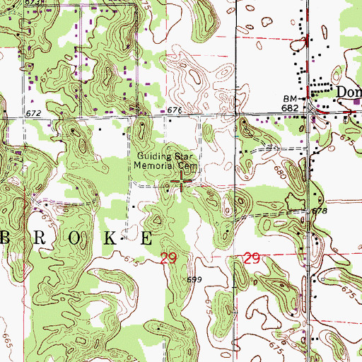 Topographic Map of Guiding Star Memorial Cemetery, IL