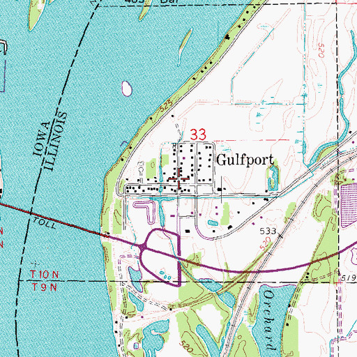 Topographic Map of Gulfport, IL