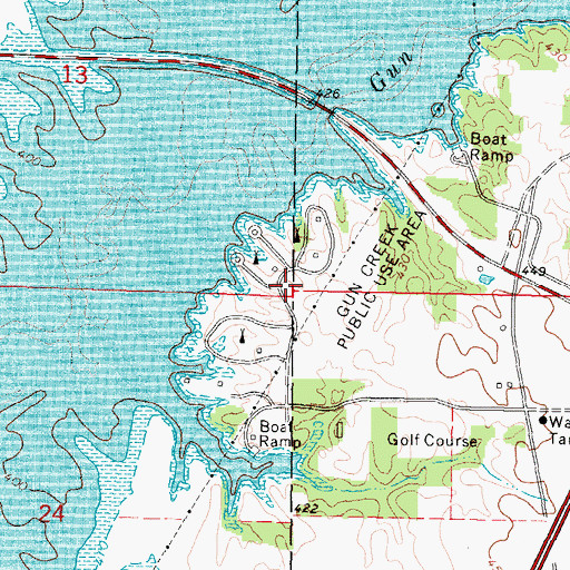 Topographic Map of Gun Creek Public Use Area, IL