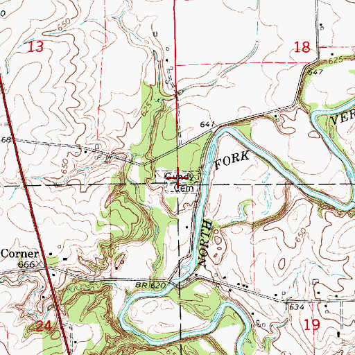 Topographic Map of Gundy Cemetery, IL