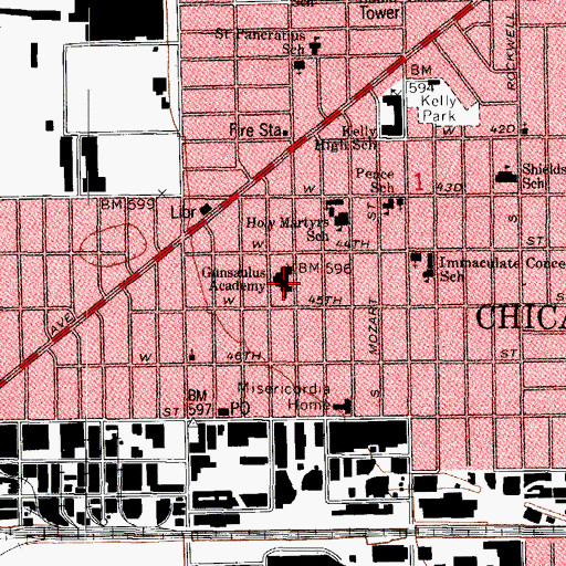 Topographic Map of Gunsaulus Scholastic Academy, IL