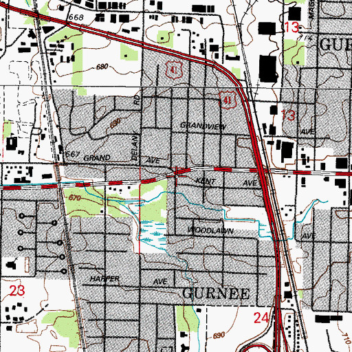 Topographic Map of Gurnee, IL