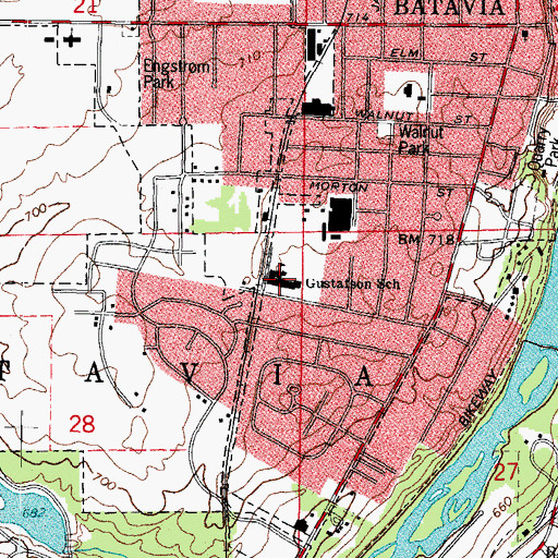 Topographic Map of Alice Gustafson Elementary School, IL