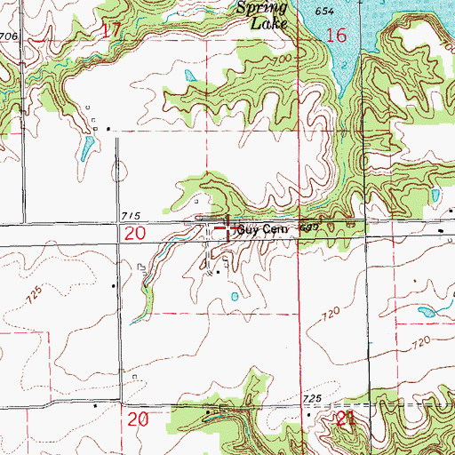 Topographic Map of Guy Cemetery, IL