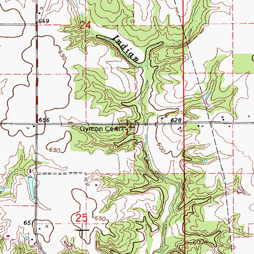 Topographic Map of Gymon Cemetery, IL