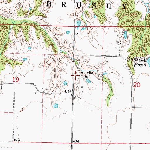 Topographic Map of Hacke Cemetery, IL