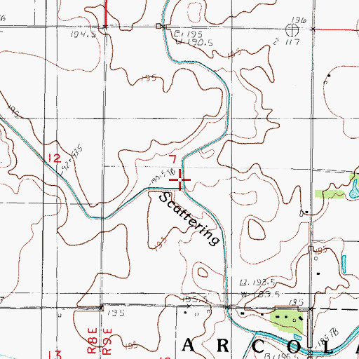 Topographic Map of Hackett Branch, IL