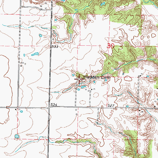 Topographic Map of Hadden Cemetery, IL