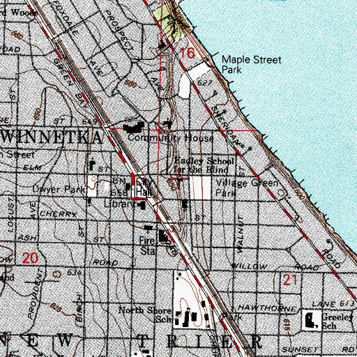 Topographic Map of Hadley School for the Blind, IL