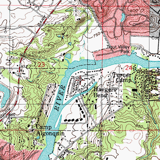 Topographic Map of Haegers Bend, IL