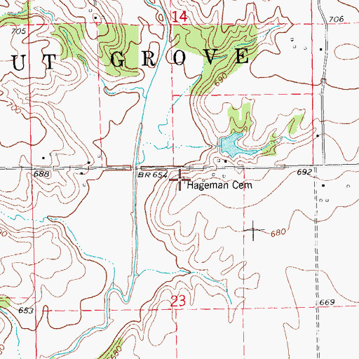 Topographic Map of Hageman Cemetery, IL