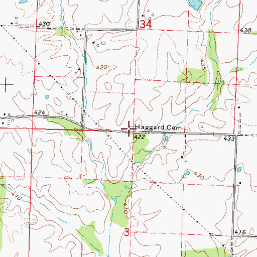 Topographic Map of Haggard Cemetery, IL