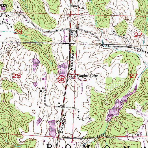 Topographic Map of Hagler Cemetery, IL