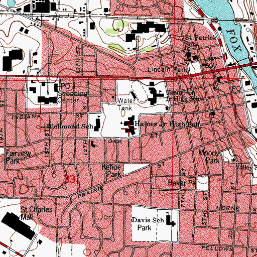 Topographic Map of Haines Middle School, IL