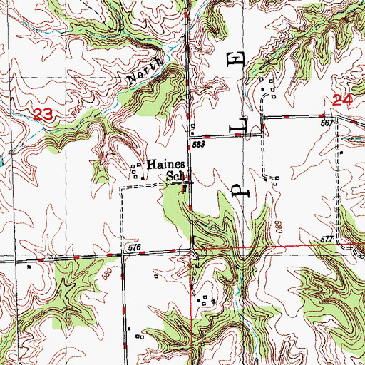 Topographic Map of Haines School (historical), IL