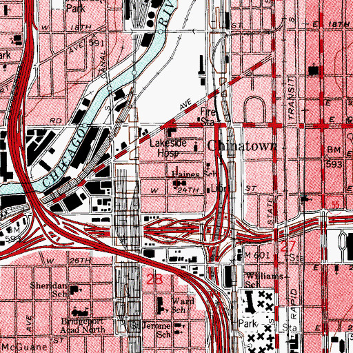 Topographic Map of Haines Elementary School, IL
