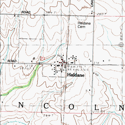 Topographic Map of Haldane, IL