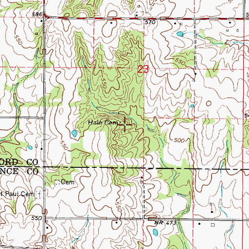 Topographic Map of Hale Cemetery, IL